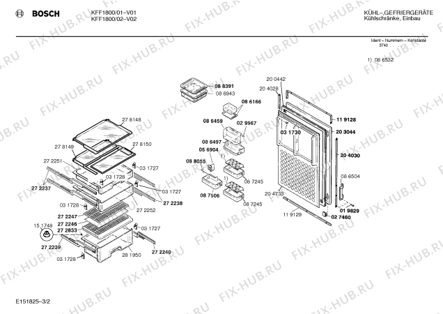 Взрыв-схема холодильника Bosch KFF1800 - Схема узла 02