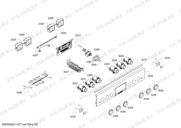 Взрыв-схема плиты (духовки) Bosch HKS59E150 - Схема узла 02