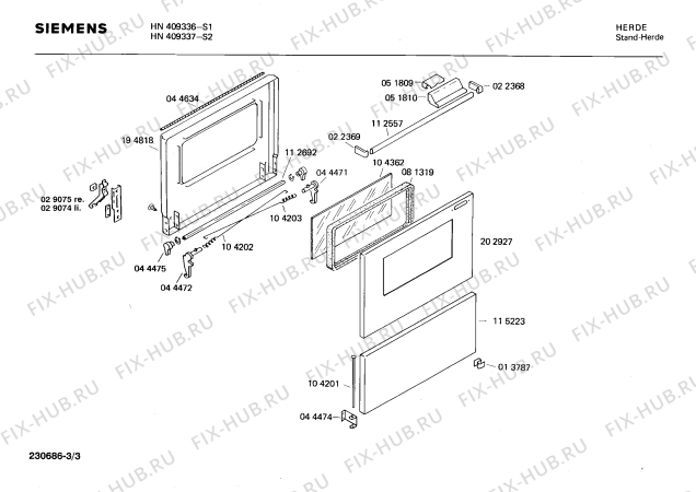 Взрыв-схема плиты (духовки) Siemens HN409336 - Схема узла 03