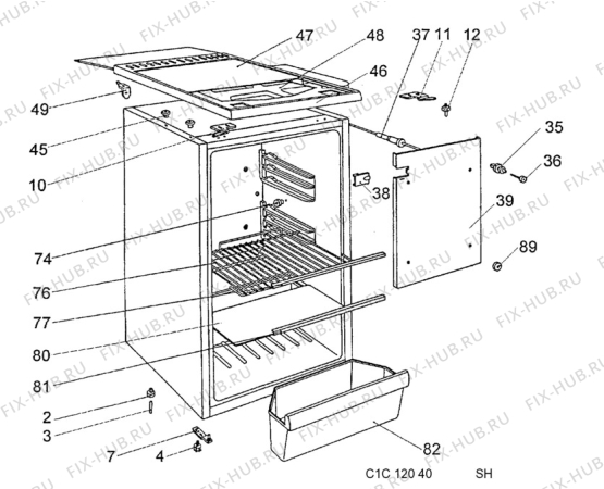 Взрыв-схема холодильника Zanussi ZF1605 - Схема узла C10 Cabinet/Interior