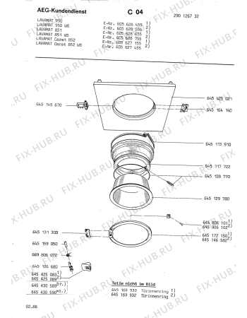 Схема №1 LAVCARAT 852 с изображением Шуруп для стиралки Aeg 8996458061026