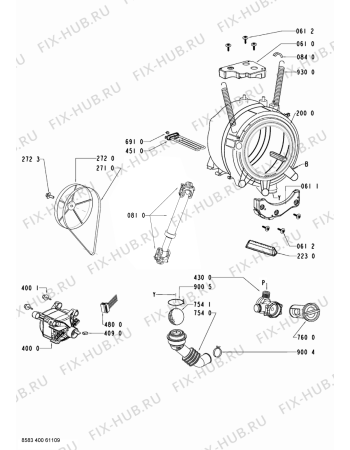 Схема №1 WAK/D 6414 EX с изображением Обшивка для стиральной машины Whirlpool 480111102973