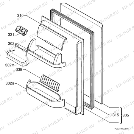 Взрыв-схема холодильника Electrolux ER6336 - Схема узла Door 003