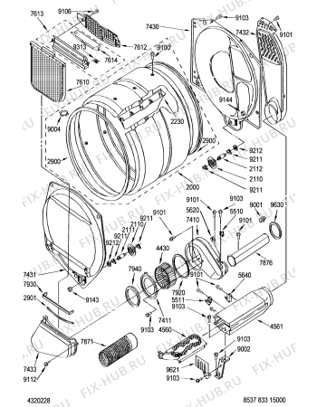 Взрыв-схема сушильной машины Whirlpool LEQ8000 (F092151) - Схема узла