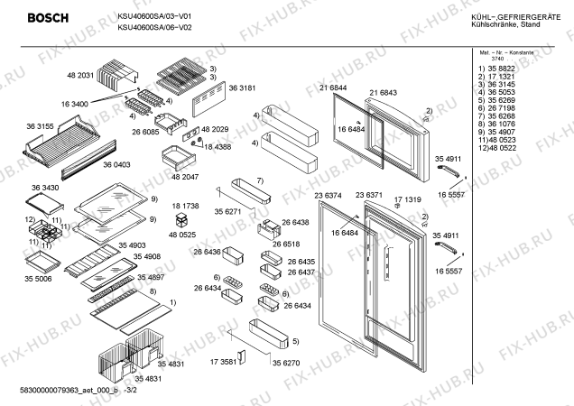 Взрыв-схема холодильника Bosch KSU40600SA - Схема узла 02