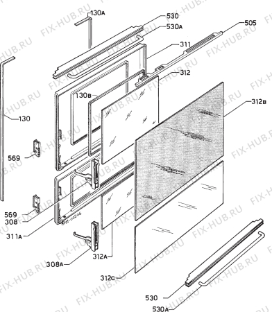 Взрыв-схема плиты (духовки) Zanussi FBI773B - Схема узла Door 003