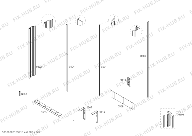Схема №5 FIN30MIIL1 F 1811 VI с изображением Цокольная панель для холодильной камеры Bosch 00248732