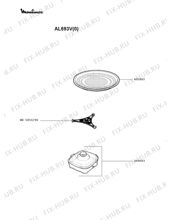 Взрыв-схема микроволновой печи Moulinex AL693V(0) - Схема узла LP002349.3P2