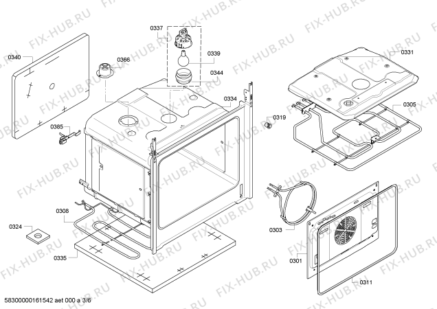 Взрыв-схема плиты (духовки) Bosch HBA43B261B - Схема узла 03