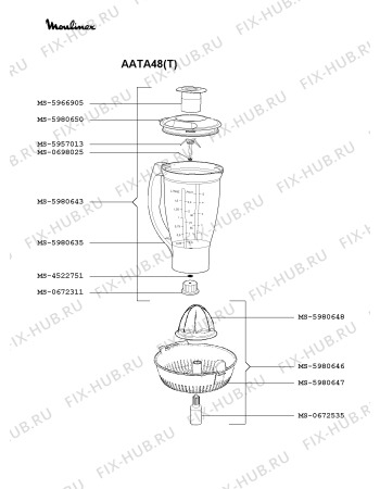 Взрыв-схема кухонного комбайна Moulinex AATA48(T) - Схема узла LP002403.3P3
