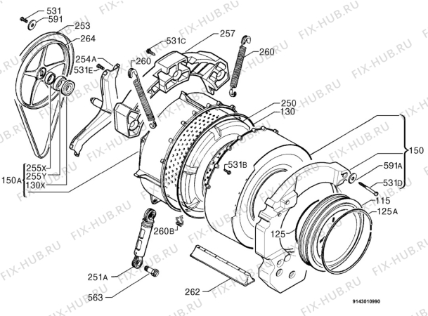 Взрыв-схема стиральной машины Zanussi F832 - Схема узла Functional parts 267