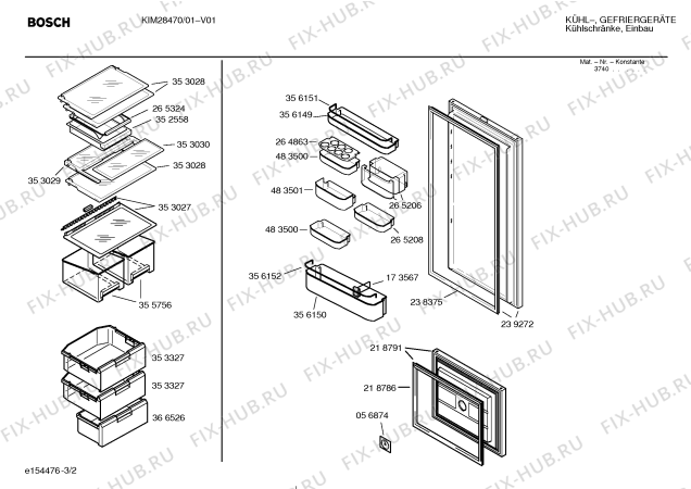 Взрыв-схема холодильника Bosch KIM28470 - Схема узла 02