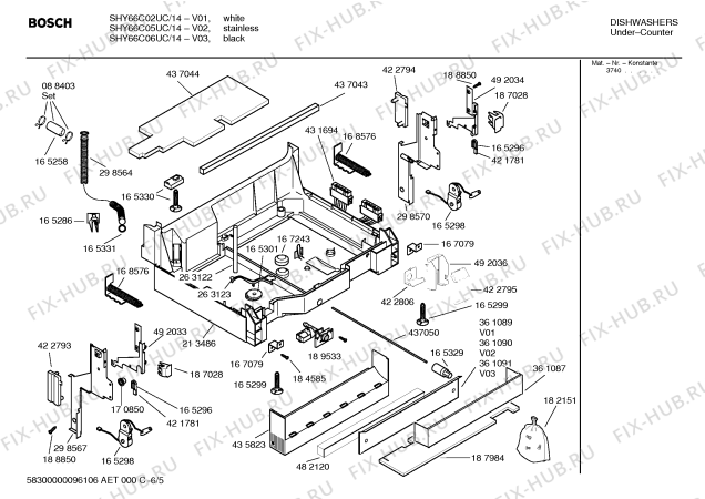 Схема №6 SHX46A07UC Bosch с изображением Инструкция по установке/монтажу для посудомоечной машины Bosch 00584320