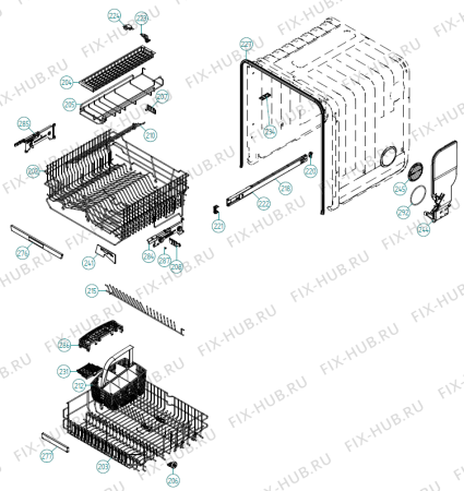 Взрыв-схема посудомоечной машины Gorenje VA6611QTUU-A02 NL   -VA6611QTUU-A02 (900001401, DW70.3) - Схема узла 02