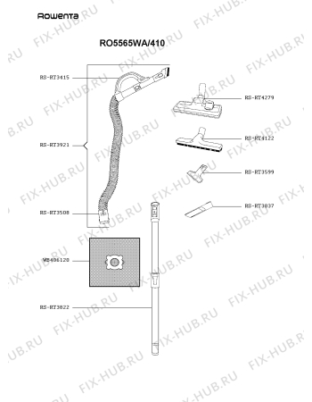 Взрыв-схема пылесоса Rowenta RO5565WA/410 - Схема узла GP005020.0P2