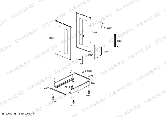 Взрыв-схема плиты (духовки) Bosch HSG47I50SB - Схема узла 03