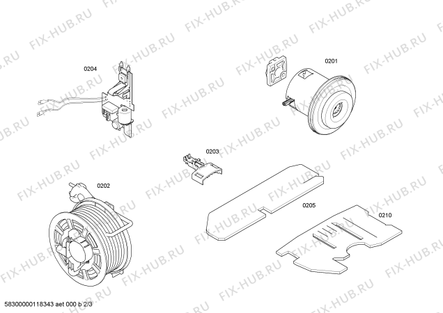 Взрыв-схема пылесоса Siemens VS08G2230 Siemens dynapower XXL hepa 2200W - Схема узла 02