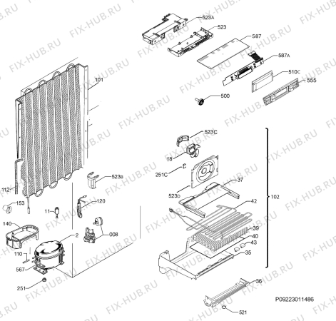 Взрыв-схема холодильника John Lewis JLFZW1812 - Схема узла Cooling system 017