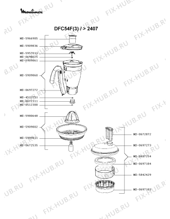 Взрыв-схема кухонного комбайна Moulinex DFC54F(3) - Схема узла KP003260.0P2
