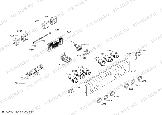 Взрыв-схема плиты (духовки) Siemens HK9R3A150 - Схема узла 02