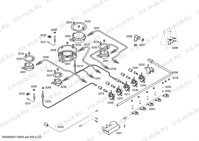 Схема №2 PHL206MEU с изображением Варочная панель для плиты (духовки) Bosch 00477128