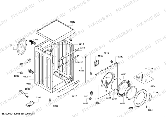 Взрыв-схема стиральной машины Bosch WAE2036SBY Maxx 6 VarioPerfect - Схема узла 02