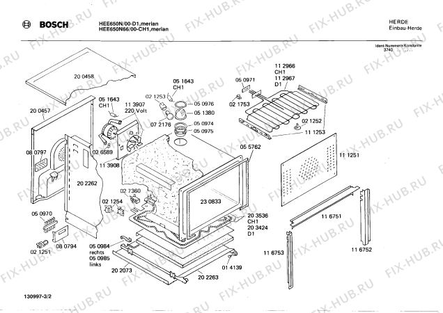 Схема №2 HEE650N с изображением Крышка для плиты (духовки) Bosch 00117234