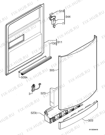 Взрыв-схема посудомоечной машины Aeg Electrolux F80870 - Схема узла Door 003