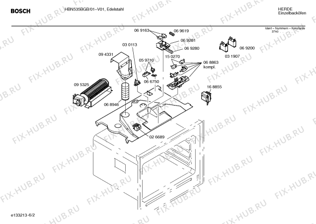 Взрыв-схема плиты (духовки) Bosch HBN535BGB - Схема узла 02