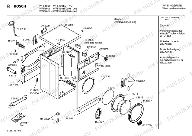 Взрыв-схема стиральной машины Bosch WFF1601 Blizzard - Схема узла 02