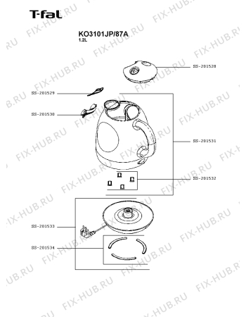 Схема №1 KO3107JP/87A с изображением Фильтр для чайника (термопота) Seb SS-201529