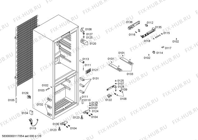 Схема №4 SK270239S с изображением Дверь морозильной камеры для холодильника Bosch 00239276