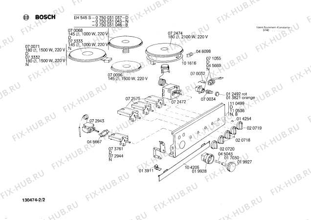 Взрыв-схема плиты (духовки) Bosch 0750031037 EH545S - Схема узла 02