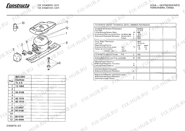 Взрыв-схема холодильника Constructa CK310400 - Схема узла 03