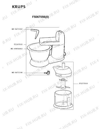 Взрыв-схема блендера (миксера) Krups F5067056(0) - Схема узла BP000569.9P2