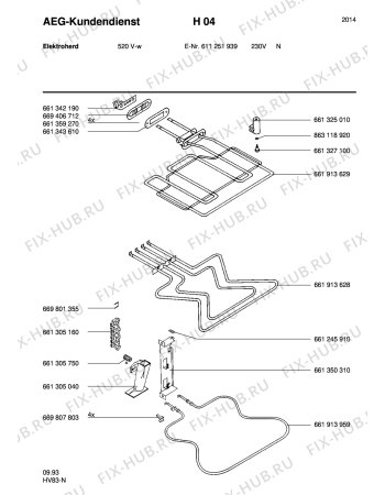 Взрыв-схема плиты (духовки) Aeg 520V-W N - Схема узла Section4