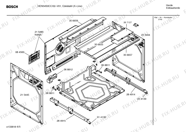 Схема №4 HEN56S0 с изображением Рефлектор для духового шкафа Bosch 00181448