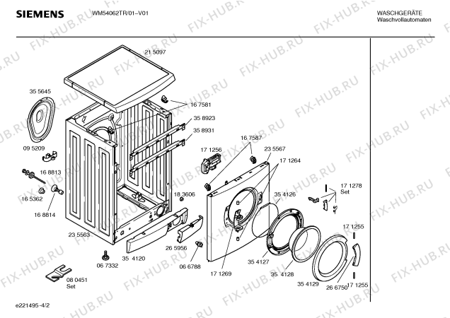 Схема №4 WM54062TR SIWAMAT XL540 с изображением Инструкция по эксплуатации для стиралки Siemens 00523648