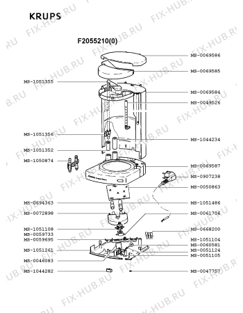 Взрыв-схема кофеварки (кофемашины) Krups F2055210(0) - Схема узла Q0000105.8Q2