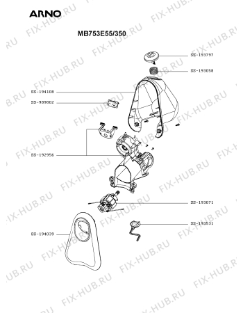 Схема №1 MB753E55/350 с изображением Кнопка для мясорубки Tefal SS-193797