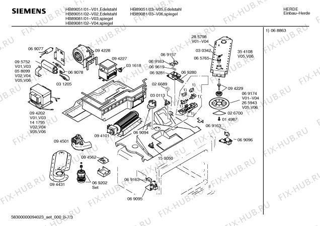 Взрыв-схема плиты (духовки) Siemens HB89051 - Схема узла 03