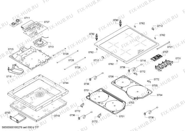 Схема №6 HCA748350U с изображением Стеклокерамика для электропечи Bosch 00714920