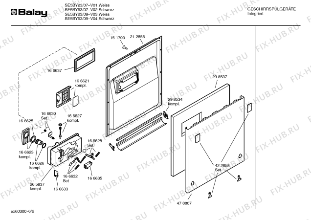 Схема №5 SE5BY23 с изображением Передняя панель для посудомоечной машины Bosch 00588091