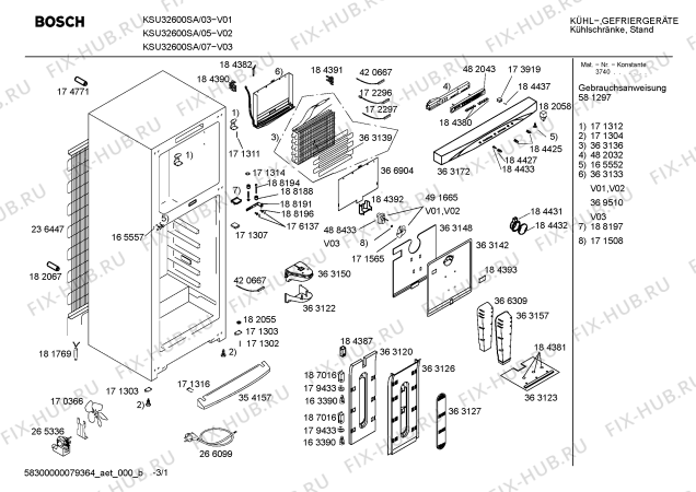 Схема №1 KSU32600SA с изображением Шланг Bosch 00178197