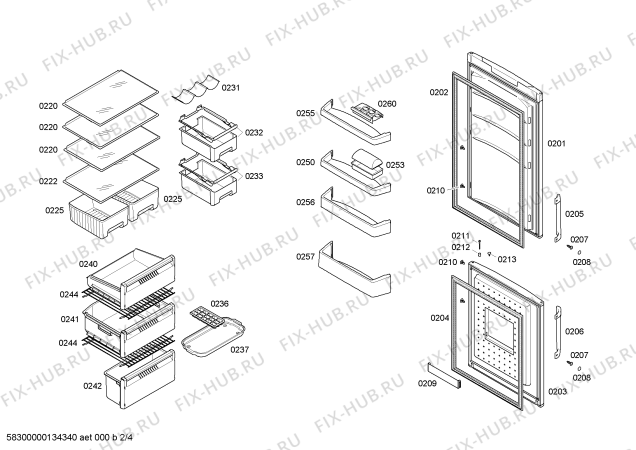 Схема №3 3KFB7813 с изображением Дверь для холодильной камеры Bosch 00246317