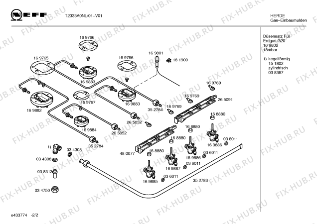 Схема №2 T2333A0NL с изображением Защита кантов для плиты (духовки) Bosch 00369694