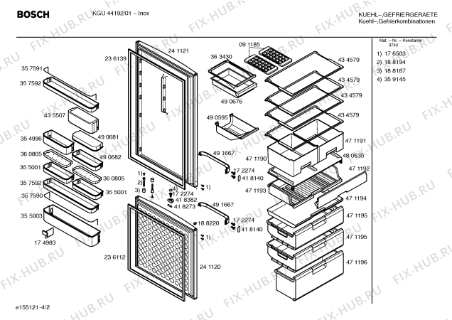 Взрыв-схема холодильника Bosch KGU44192 - Схема узла 02