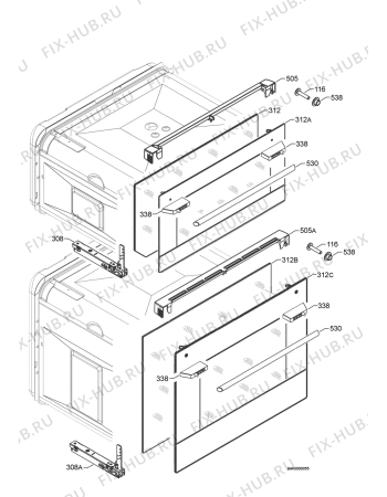 Взрыв-схема плиты (духовки) Electrolux EOD33003X -PILOT - Схема узла Door 003