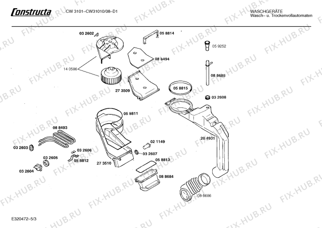 Схема №5 CW31010 CW3101 с изображением Панель управления для стиралки Bosch 00277813