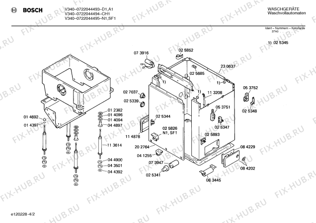 Взрыв-схема стиральной машины Bosch 0722044495 V320 - Схема узла 02